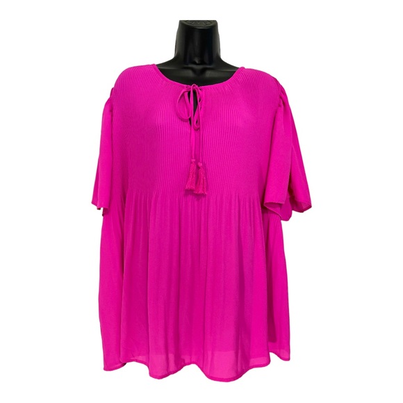 DR2 Tops - DR2 by Daniel Rainn Sophia Bell Sleeve Flutter Sleeve PINK Top  Size 1X
